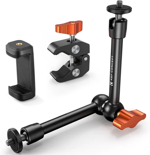 Vista 10 de K&F CONCEPT Brazo Mágico de 9.8 pulgadas, brazo de montaje de cámara de tornillo de 1/4 pulgadas, cabezales esféricos de 360° para cámaras réflex