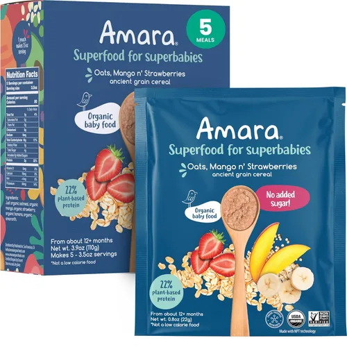 Vista 13 de Amara - Alimentos orgánicos para bebés - Etapa 2 - Papa de col rizada - Cereal para bebés para mezclar con leche materna, agua o fórmula infantil