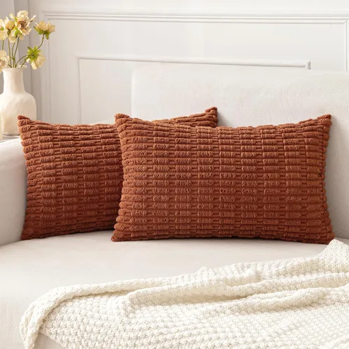 Vista 70 de MIULEE - Juego de 2 fundas decorativas para cojines, de pana suave y con moderno estilo campestre bohemio a rayas, decoración de primavera