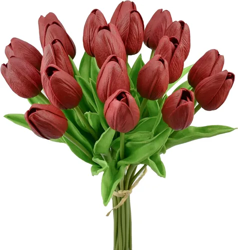 Vista 22 de Mandy's - 20 flores blancas artificiales de seda de tulipán artificial de 13.5 pulgadas para Año Nuevo, primavera, Día de la Madre, Pascua, Día