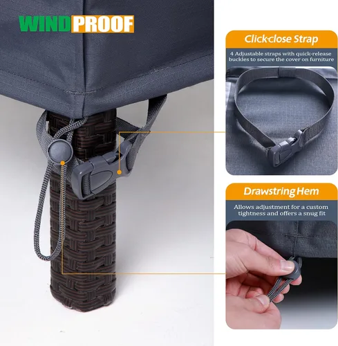 Vista 6 de F&J Outdoors Funda impermeable resistente a los rayos UV, para tumbona, para patio, 2 unidades, 79 pulgadas de largo x 30 pulgadas de ancho x 30 Gris