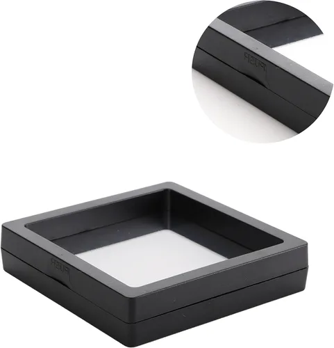 Vista 3 de Dicunoy 30 vitrinas flotantes 3D, marco de exhibición de monedas negras de 3.5 pulgadas para monedas antiguas de desafío, medallón AA, joyas