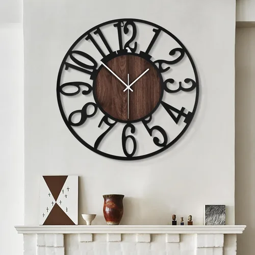 Vista 25 de LEIKE Relojes de pared LED grandes, silenciosos, sin tictac, operados con batería, rústicos, redondos, modernos, grandes, de madera, para sala