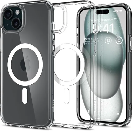 Vista 19 de Spigen Funda para iPhone 15 Pro Max, ultra híbrida MagFit [antiamarilleo] [compatible con Magsafe] - titanio natural escarchado