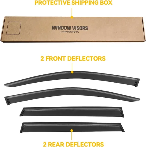 Vista 125 de Visera de ventana para Jeep Cherokee 1984-2001 (Excluye Modelo Limited), Protectores Guards Shields de lluvia de canal exterior, Deflector