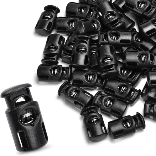 Vista 27 de CooBigo 20 piezas de cierres de cordón de resorte de plástico, cierres de palanca de cuerda de paracaídas para pantalones de sudor con cordón