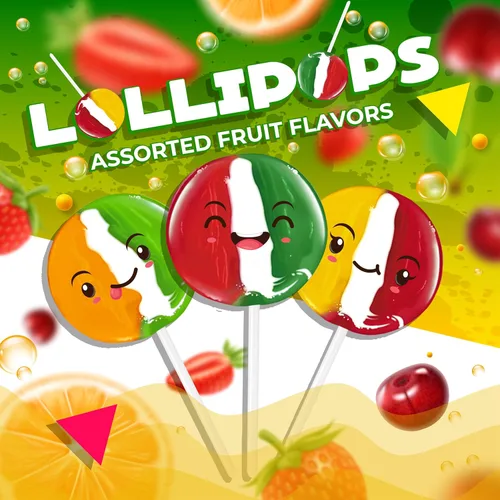 Vista 4 de Paletas de frutas 80 unidades - Caja de 2 libras Paletas envueltas individualmente Caramelos duros de sabores surtidos envueltos