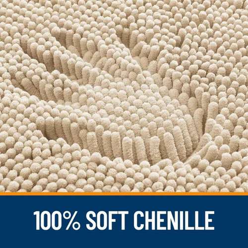 Vista 3 de OLANLY Alfombras de Inodoro en Forma de U 20x20, Extra Suaves Absorbentes de Chenille Contorno Alfombras de Baño para Inodoro, Se Secan Rápidamente