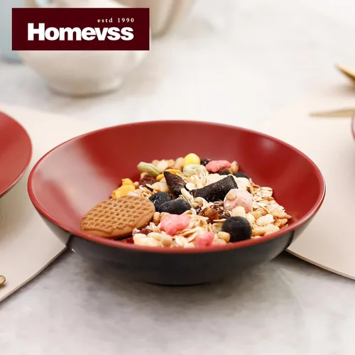 Vista 5 de Colors Life juego de vajilla, exterior negro brillante con interior de color mate