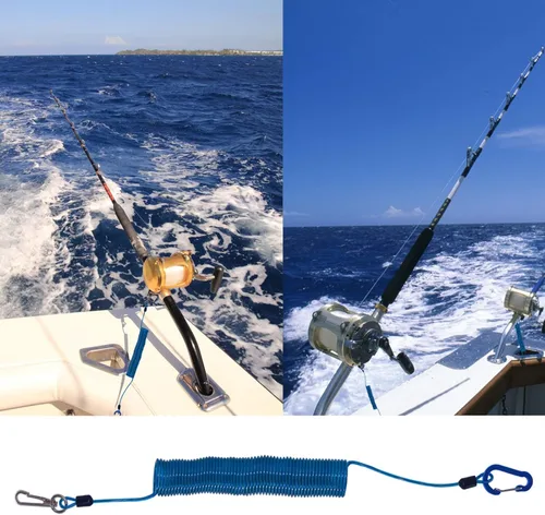 Vista 7 de Fishing Lanyard, Heavy Duty Coiled Lanyards Stainless Steel Wire Inside, Safety Rope Extension Cord Tether Retractable Fishing Accessories for Rods