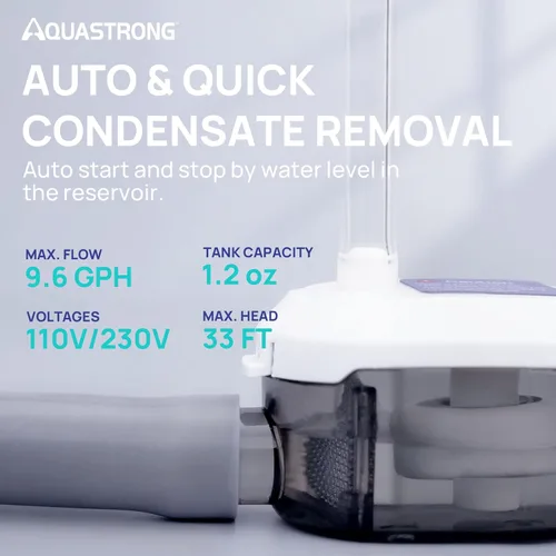 Vista 2 de Aquastrong Bomba de condensado HVAC, 115 V/230 V, interruptor de seguridad automático, eliminación de condensado de CA para aire acondicionado