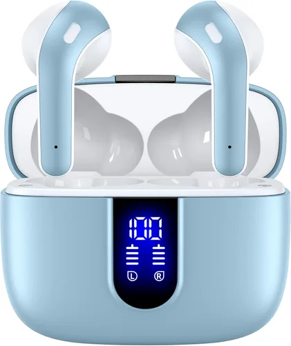 Vista 12 de TAGRY Auriculares Bluetooth Verdaderamente Inalámbricos Auriculares 60H Reproducción Pantalla LED de Energía Audífonos con Estuche de Carga