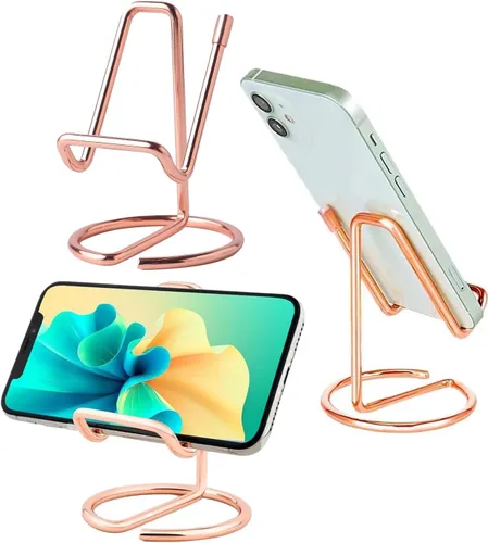 Vista 7 de Soporte de teléfono celular para escritorio, soporte de metal pequeño para teléfono celular, soporte para pantalla de teléfono celular, base de Negro