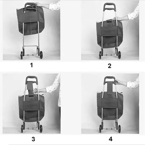 Vista 6 de Carrito de la compra Carrito de repuesto, bolsa de almacenamiento de repuesto impermeable con bolsillos laterales y delanteros - 48L