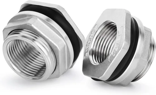Vista 16 de TAISHER Adaptador de conector de tanque de mamparo de 1 pulgada de ABS blanco con tapones y junta para tanque de agua, barriles de lluvia, acuarios
