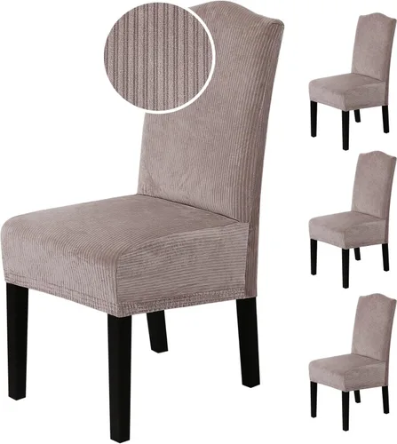 Vista 55 de H.VERSAILTEX Juego de 4 fundas elásticas para sillas de comedor, fundas protectoras para sillas Parson, tela de terciopelo sólido suave y gruesa
