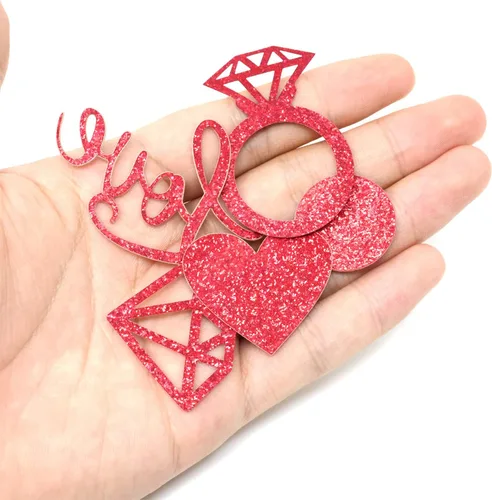 Vista 7 de Honbay 100 anillos de amor rojo con corazón de amor, decoración de fiesta de confeti para boda, compromiso, aniversario, despedida de soltera