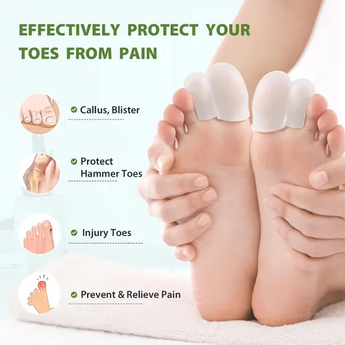 Vista 6 de Bukihome Protectores de dedos de silicona - Juego de 12 fundas de gel para dedos, protectores de dedos - Cubre dedos con aceites esenciales de aloe