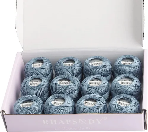 Vista 35 de Rhapsody Hilo de algodón perla tamaño 8 hilo de ganchillo Perle 12 bolas Set tejido a mano, bordado, sashiko, punto de cruz, costura, aguja