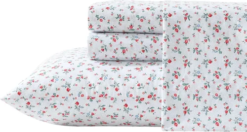 Vista 49 de Laura Ashley - Juego de sábanas individual, ropa de cama de percal de algodón fresca y suave con bolsillos profundos, ligera para comodidad durante