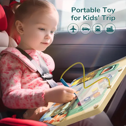 Vista 6 de TOP BRIGHT Tablero magnético de madera para laberinto para niños de 3, 4, 5 años, tablero de actividades de madera, aprendizaje de reconocimiento