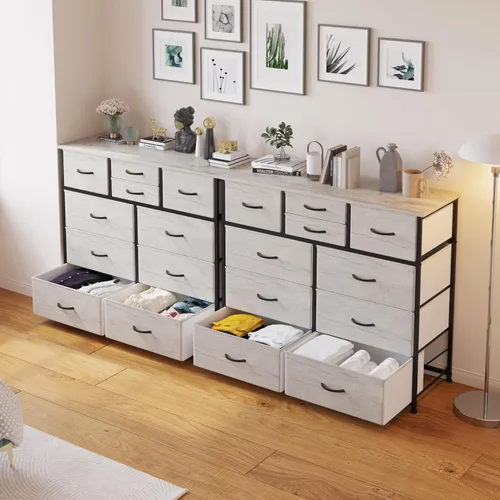 Vista 8 de LUMTOK Cómoda de 10 cajones, cajones de cómoda de almacenamiento de tela para dormitorio, pasillo, guardería, armarios, marco de acero, parte