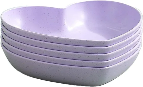 Vista 11 de Incauca Paquete de 5 mini salsas con forma de corazón de 6 pulgadas, paja de trigo irrompible, platos de postre pequeños, platos de ensalada