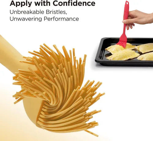 Vista 5 de Kitchen Mama WaltzGrip Platinum Cepillo de silicona para rociar pastelería: Juego de 2 utensilios de silicona resistentes al calor para cocinar