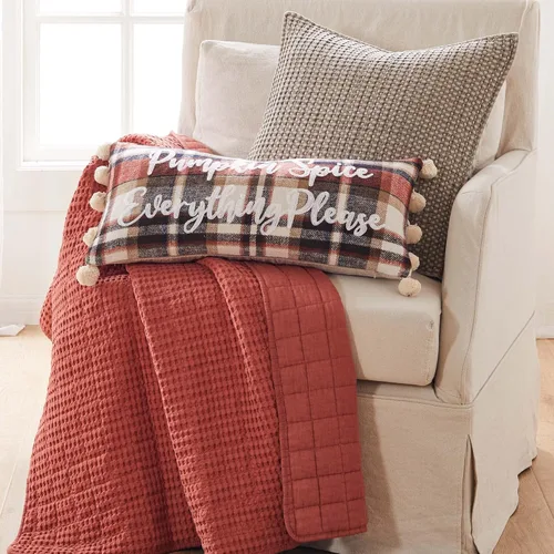 Vista 7 de Levtex Home - Colección Mills Waffle - Manta - Waffle de algodón Adobe - Tamaño de la manta 50 x 60 pulgadas.
