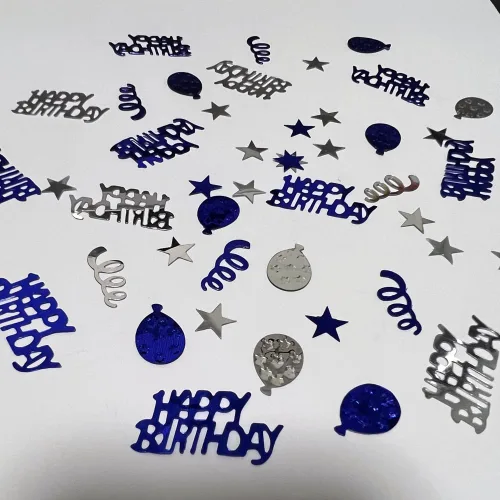 Vista 2 de EMAAN Confeti de papel de aluminio de feliz cumpleaños, lentejuelas de confeti de cumpleaños, decoración de mesa de postre iluminan tu fiesta
