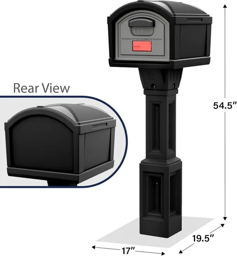 Vista 6 de Simplay3 USPS T4 - Cubierta para buzón y poste XL con construcción duradera de doble pared, diseño resistente a la intemperie, color negro