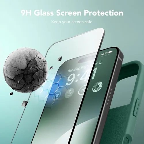 Vista 1135 de GONEZ Funda magnética para iPhone 14, compatible con Magsafe, con protector de pantalla + protector de cámara, forro de microfibra antiarañazos