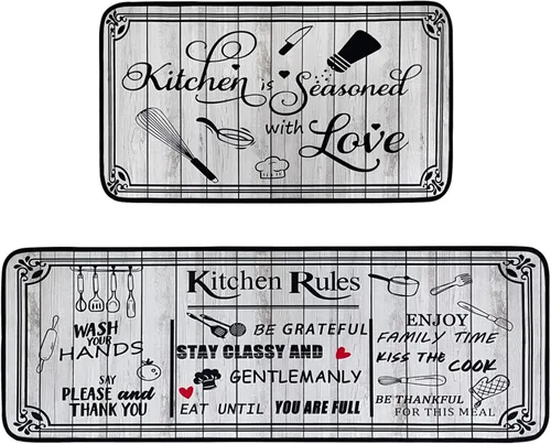 Vista 17 de Voanos Alfombras de Cocina de Café, Alfombrillas de Microfibra Lavables Antideslizantes para Piso de Cocina, Juego Decorativo de Alfombra Acolchada