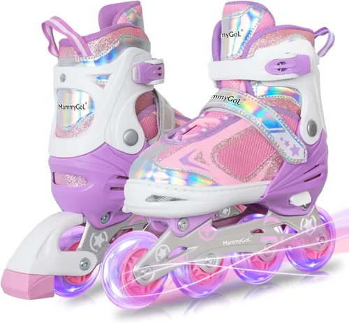 Vista 14 de MammyGol Adjustable Inline Skates for Kids Boys Girls Youth Blades Roller Skates with Light up Wheels Ages 4-16