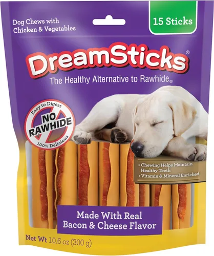 Vista 10 de DreamBone DreamSticks - Palitos masticables para perros sin cuero crudo hechos con carne de res y verduras reales, 15 palitos