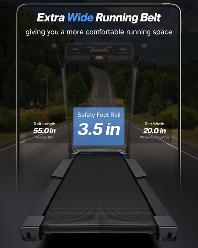 Vista 5 de WELLFIT Caminadora de inclinación automática, caminadora resistente con inclinación del 15% con sensor de pulso, 4.5 HP, 10 MPH, capacidad de 500