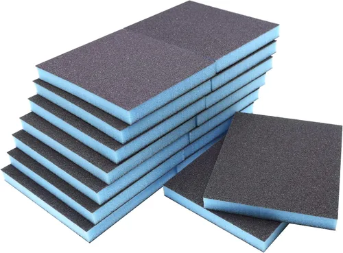 Vista 11 de 4 esponjas de lijado de grano 60, bloques de lijado gruesos, lavables y reutilizables, esponja de papel de lija seco húmedo para madera, metal