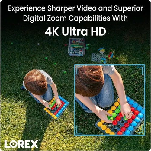 Vista 5 de Lorex Cámara de seguridad inteligente CVI 4K Ultra HD para interiores y exteriores, con cable, de disuasión, con visión nocturna a color, luces LED