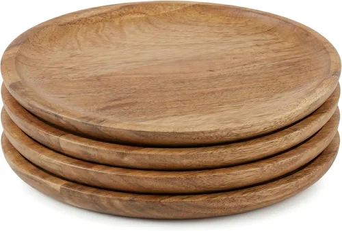 Vista 13 de Alpha Living Home Bajos redondos de madera de 13 pulgadas, juego de 2, vajilla hecha a mano para servir, aperitivos, ensalada, decoración de mesa