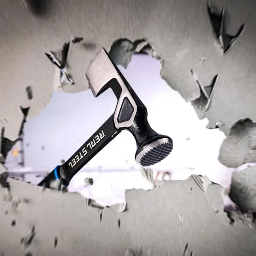 Vista 6 de REAL STEEL Martillo para paneles de yeso 14 Oz Hacha de techo de una pieza forjada cara fresada Drywall Ax herramienta de tablero de pared 0521