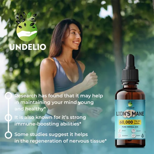 Vista 3 de Lions Mane Supplement - Daily Mushroom Supplement for Memory, Focus & Clarity - Brain Booster - Lions Mane Tincture for Natural Immune Support
