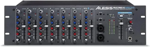 Vista 2 de Alesis MultiMix 10 - Mezclador de audio inalámbrico de 10 canales para montaje en rack con Bluetooth, entradas de 4 jack/XLR de alto margen