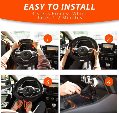 Vista 3 de ZONETECH Funda para volante de coche con calefacción 12V - Protector de volante con calentador de manos para vehículos, calefacción rápida, ajuste