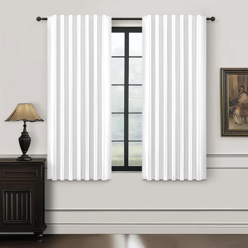 Vista 41 de Juego de 2 cortinas 100% opacas, 84 pulgadas de largo, dormitorio, estéticas, aislamiento térmico, eficiencia energética, mezcla de algodón y lino