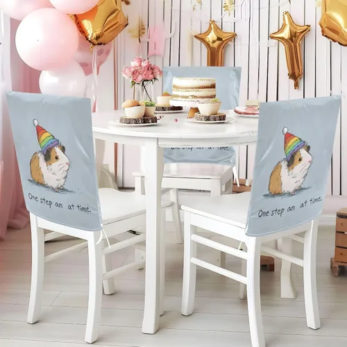 Vista 4 de Rainbow Pig Cute Chair Covers for Party Soft for Home Dining Room Decor Set of 2 Decorative Living Room Chair Covers protectores de sillas