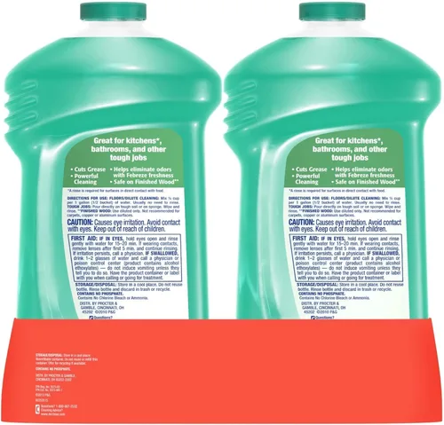 Vista 2 de Mr. Clean Meadows and Rain Febreze Freshness - Limpiador multisuperficie de 45 onzas líquidas (paquete de 2) 90 onzas líquidas