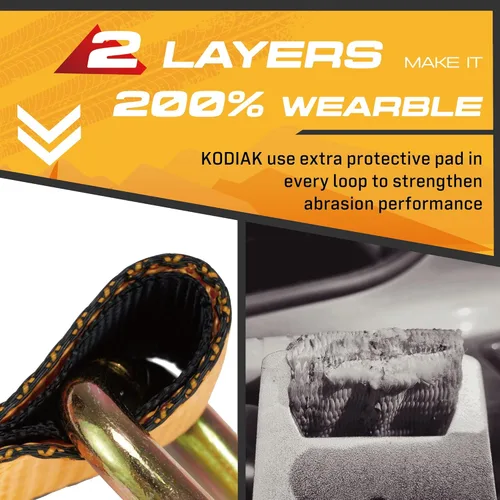 Vista 9 de KODIAK STRAPS Kit de correas ajustables para neumáticos de vehículos: 4 correas de neumáticos resistentes con ganchos de presión de 10,000 libras.