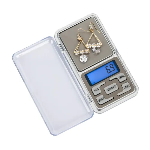 Vista 2 de Báscula digital de bolsillo, precisión de 17.64 oz x 0.00 oz, pantalla LCD con luz de fondo, báscula de joyería y alimentos con bandeja