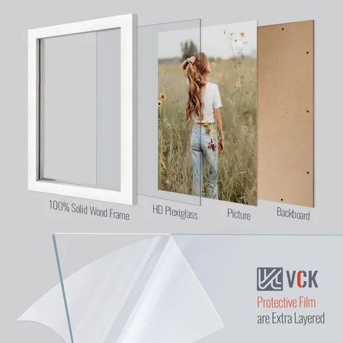 Vista 104 de VCK Portarretratos de madera negra de 5 x 7 pulgadas, para colgar en la pared, galería o mesa, 1 paquete