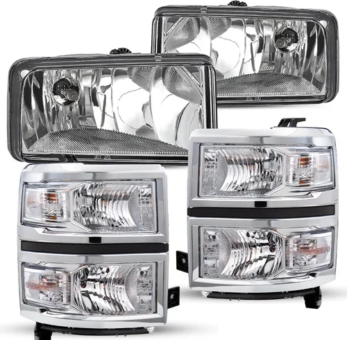 Vista 30 de JSBOYAT - Conjunto de faros delanteros para 2014-2015 Chevy Silverado 1500 Pickup Truck, lámparas delanteras estilo OE de halógeno, faros delanteros